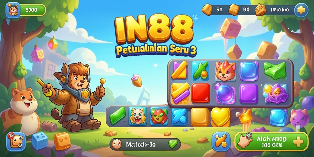 Tampilan gameplay IN88 dengan grafis Match-3 yang menawan.