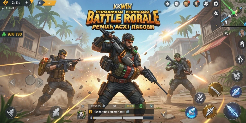 Tangkapan layar dari gameplay seru KKWIN dalam mode Battle Royale.