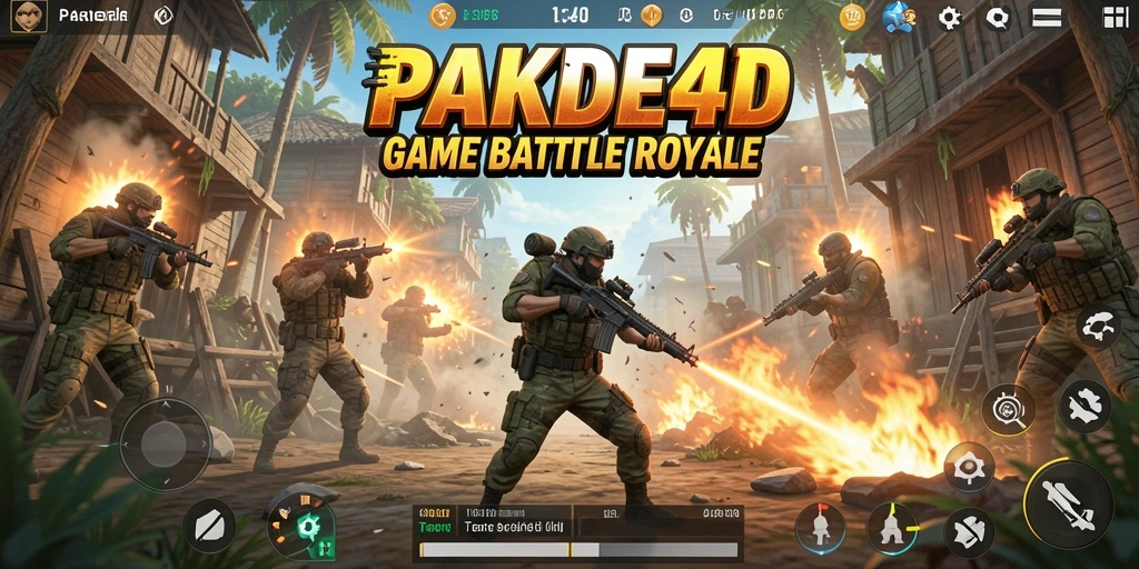 Screenshot PAKDE4D menampilkan aksi pertarungan seru dalam game Battle Royale.