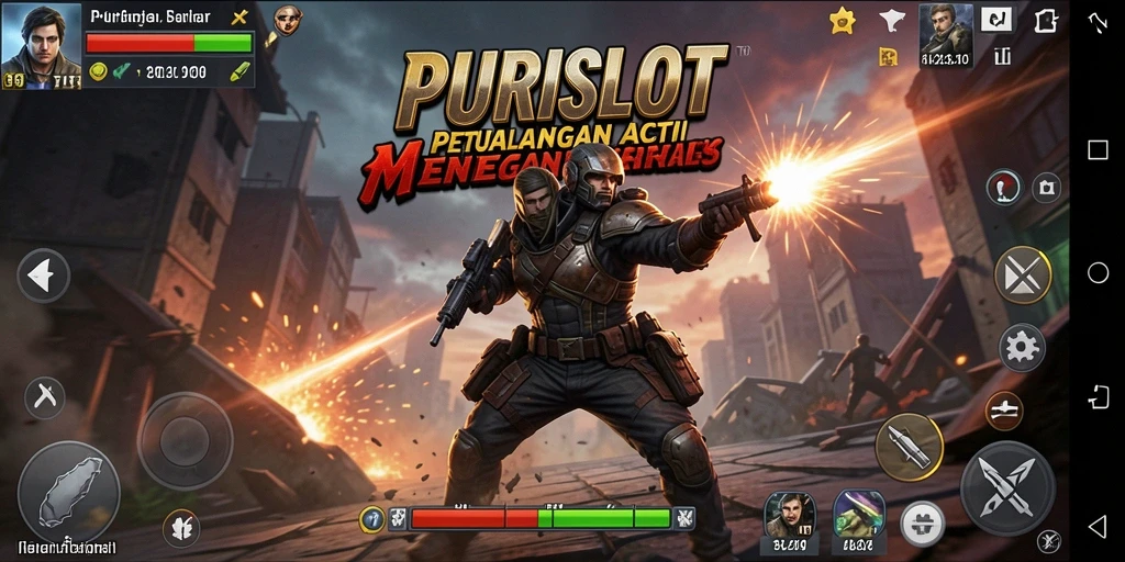 Screenshot gameplay PURISLOT yang menunjukkan aksi mendebarkan.
