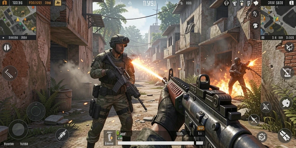 Screenshot gameplay TO288 menunjukkan aksi tembak-menembak yang mendebarkan.